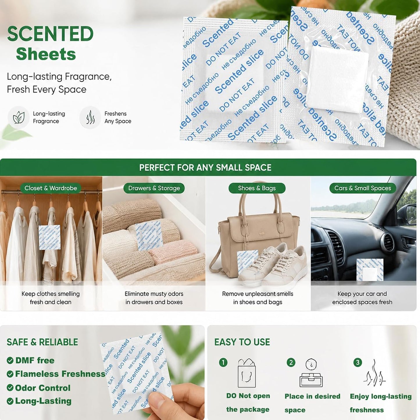 81 Pack Scented Sachets Sheets Long Lasting Scented Bags Home Fragrance Air Freshener for Closet Room Drawer Cars Wardrobes Long Lasting Scented Sachets with 5 Drawstring Bags (81, Jasmine)