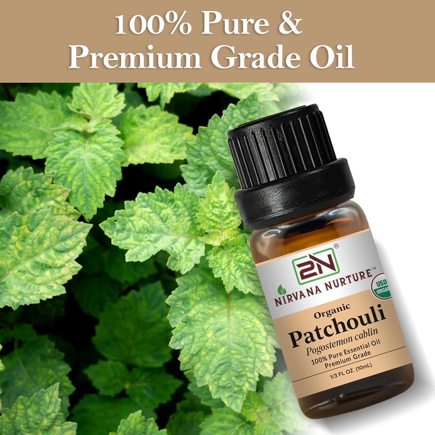 Patchouli Essential Oil, USDA Certified Organic, 100% Pure Undiluted, Aromatherapy Oil for Diffuser, Hair & Skin Care