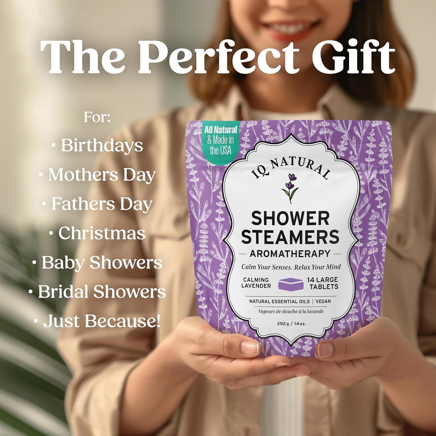 Lavender Shower Steamers Aromatherapy for Women- USA Made - Shower Bombs Aromatherapy for Women, Vapor Shower Tablets, Menthol Shower Scent Steamers Cold and Flu, Organic Shower Steamer