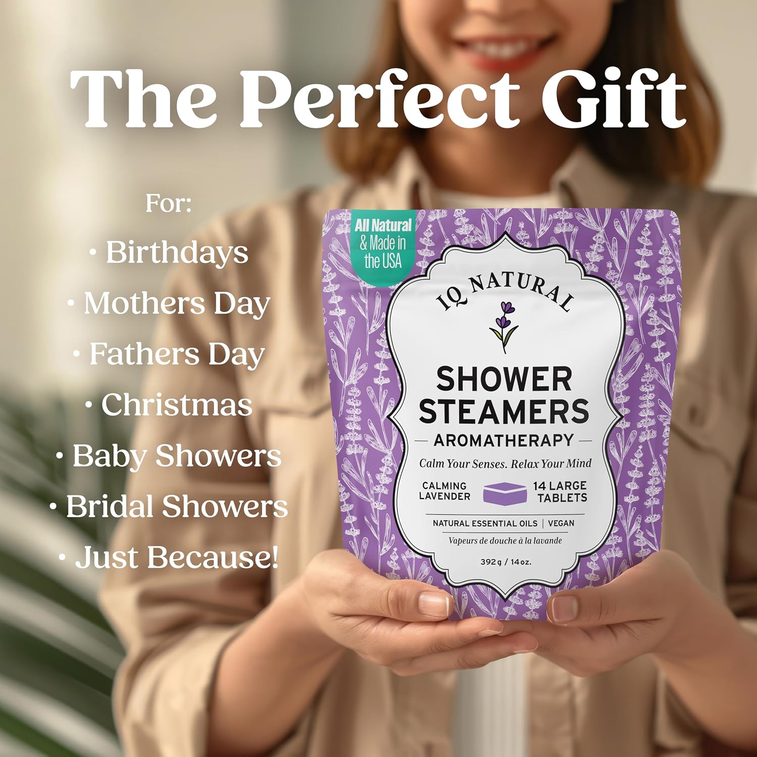 Lavender Shower Steamers Aromatherapy for Women- USA Made - Shower Bombs Aromatherapy for Women, Vapor Shower Tablets, Menthol Shower Scent Steamers Cold and Flu, Organic Shower Steamer