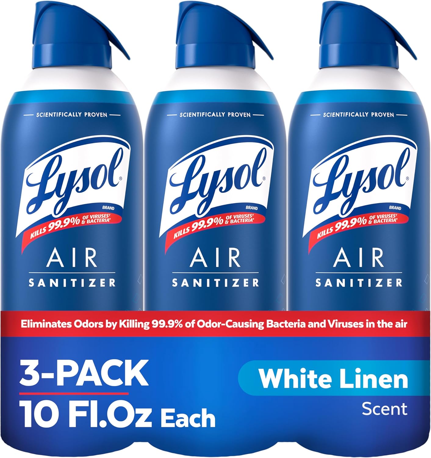 Lysol Air Sanitizer Spray with Bacterial Odor Eliminator for Home & Office, Sanitizing Air Spray, Air Freshener Alternative, White Linen Scent, 10 oz (Pack of 3)