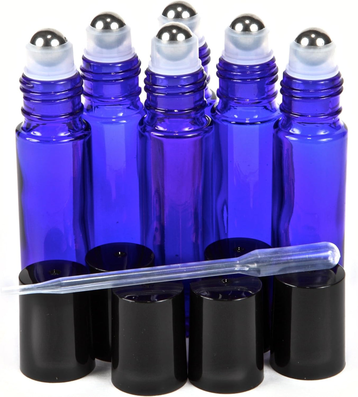 Vivaplex Cobalt Blue 10ml Roll-On Bottles with Stainless Steel Balls - 6 pk