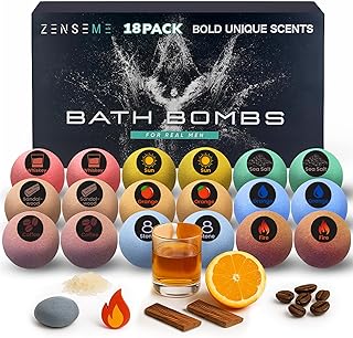 Bath Bombs for Men - Gift Set of 18 Strong Scented Handmade Natural Bath Bombs of 2.5 oz w/Essential Oils Scents, for Boyfriend, Husband, Father - 18 Pack