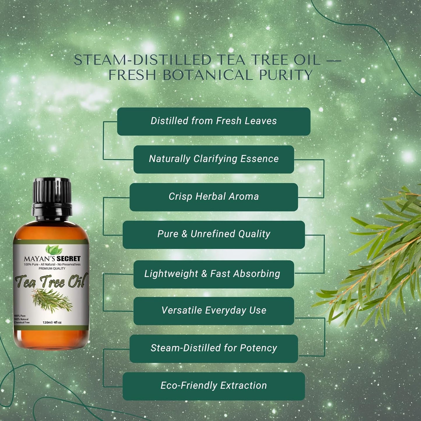 Tea Tree Essential Oil - 100% Pure and Natural Therapeutic Grade Australian Melaleuca Huge 4 oz Glass Bottle