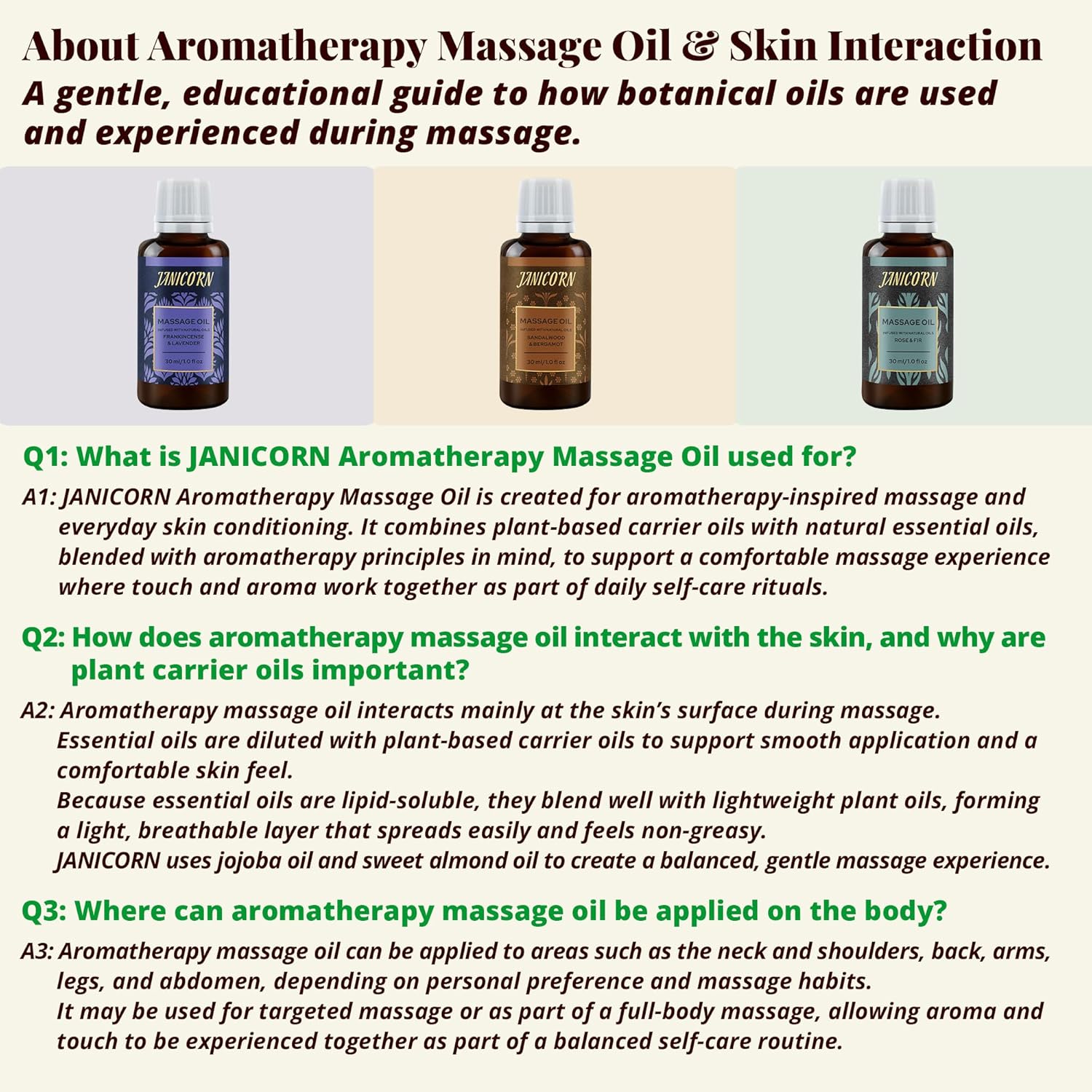 Forest Rose Aromatherapy Massage Oil – Essential Oil Blend with Jojoba & Sweet Almond Oils, Lightweight Texture for Skin & Body Massage, Clean Woody-Floral Aroma, 1 fl oz / 30 ml