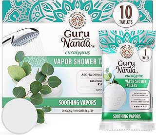 GuruNanda Eucalyptus Vapor Shower Tablets, Clean-Dissolving Aromatherapy Shower Steamers with Eucalyptus & Menthol, Promotes Relaxation, Ideal for Gifting, 10 Count