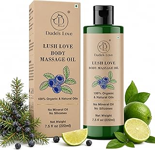 Lush Love Massage Oil | Lime & Juniper Berry Essential Oils | 100% Natural & Organic | No Mineral Oil, No Silicones | Non-Greasy Body Oil | Massage, MOISTURISE, Recover | 7.5 fl oz (222ml)