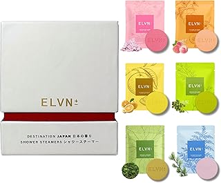 ELVN± Aromatherapy Shower Steamers - 6 Rare Japanese Scents (Yuzu, Moss, Sakura) - Natural Shower Bombs for Stress Relief, Focus & Sleep - Luxury Self Care Gifts for Women & Men - Sustainable Spa Kit