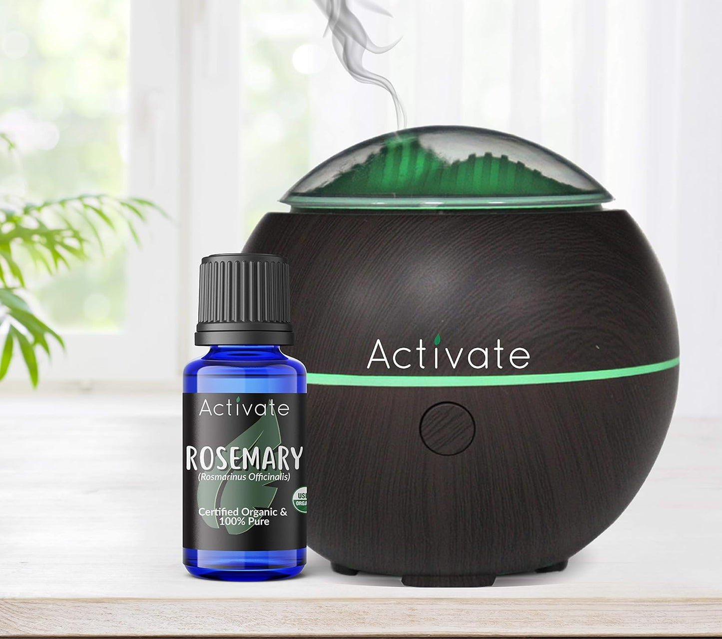 Activate Rosemary Organic Essential Oil 100% Pure, USDA Certified Organic, Premium Grade, Undiluted, Non-GMO, Therapeutic Natural Oils, Aromatherapy & Diffuser Use Gift 10ml