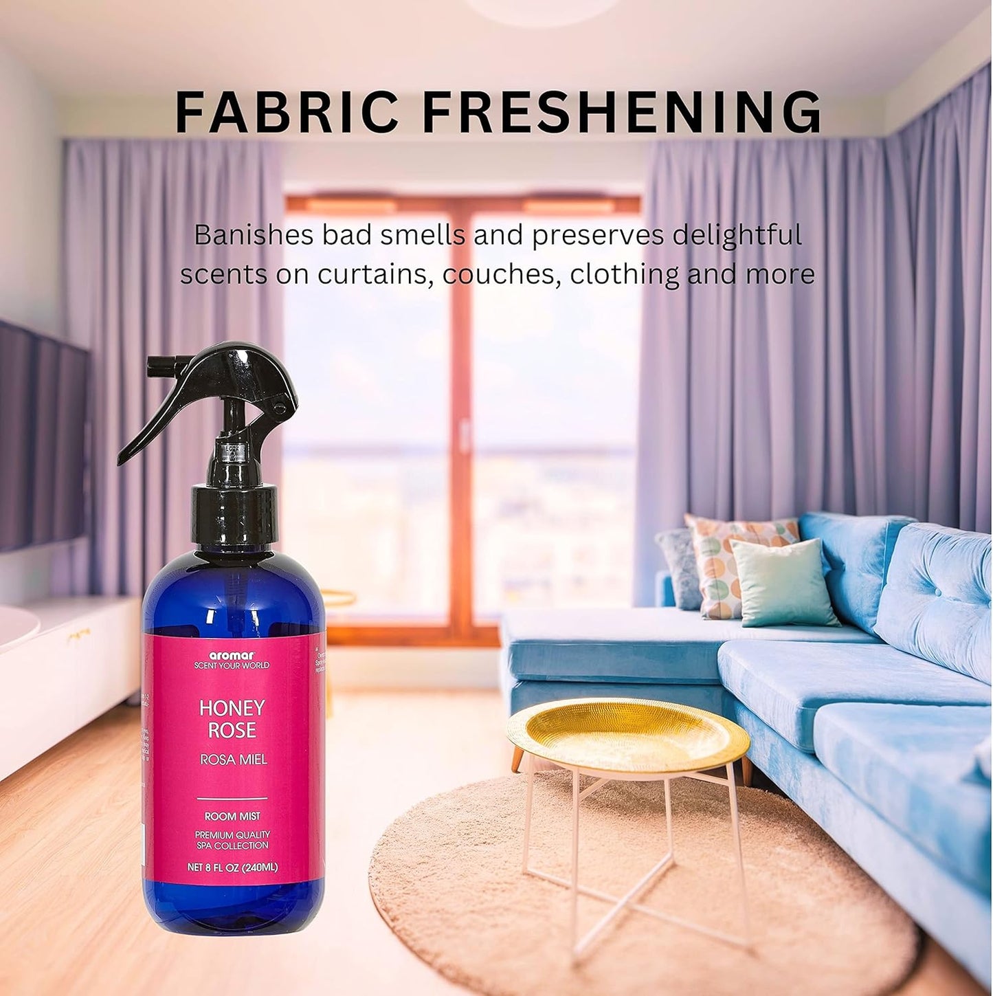 Aromar Essential Room Mist and Fabric Spray with Natural Freshener Aromatherapy for a Fresh and Rejuvenated Home 8 oz Fresh Linens