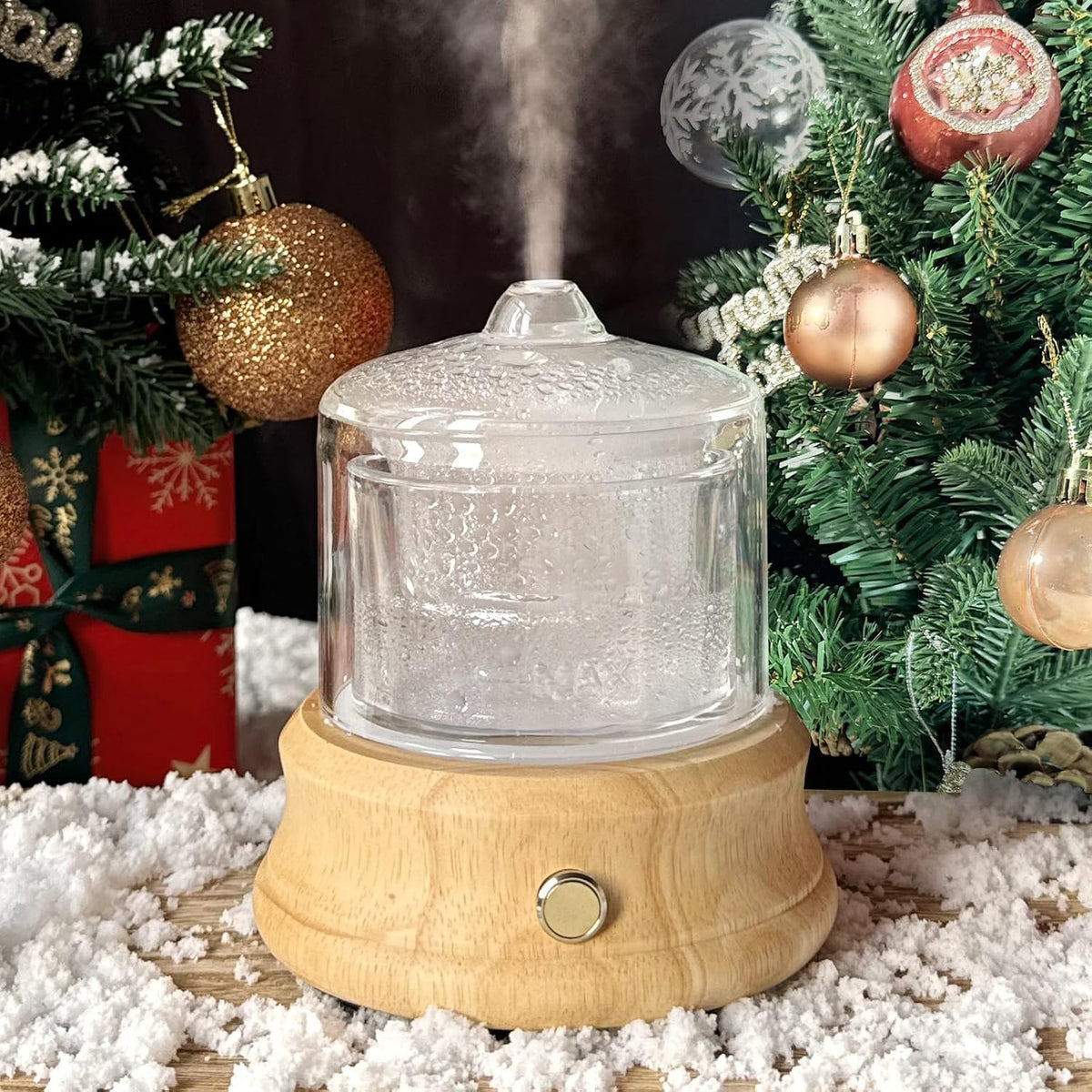 Lecdura 80ML Glass Essential Oil Diffuser with Glass Reservoir & Wood Base