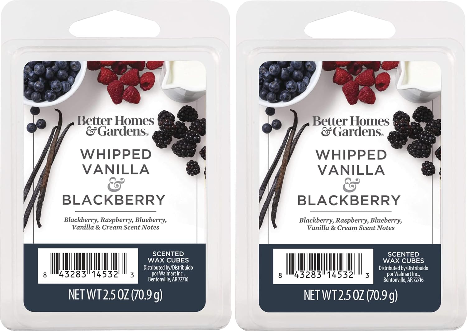 Better Homes and Gardens Scented Wax Cubes 2.5oz 2-Pack (Whipped Vanilla and BlackBerry)