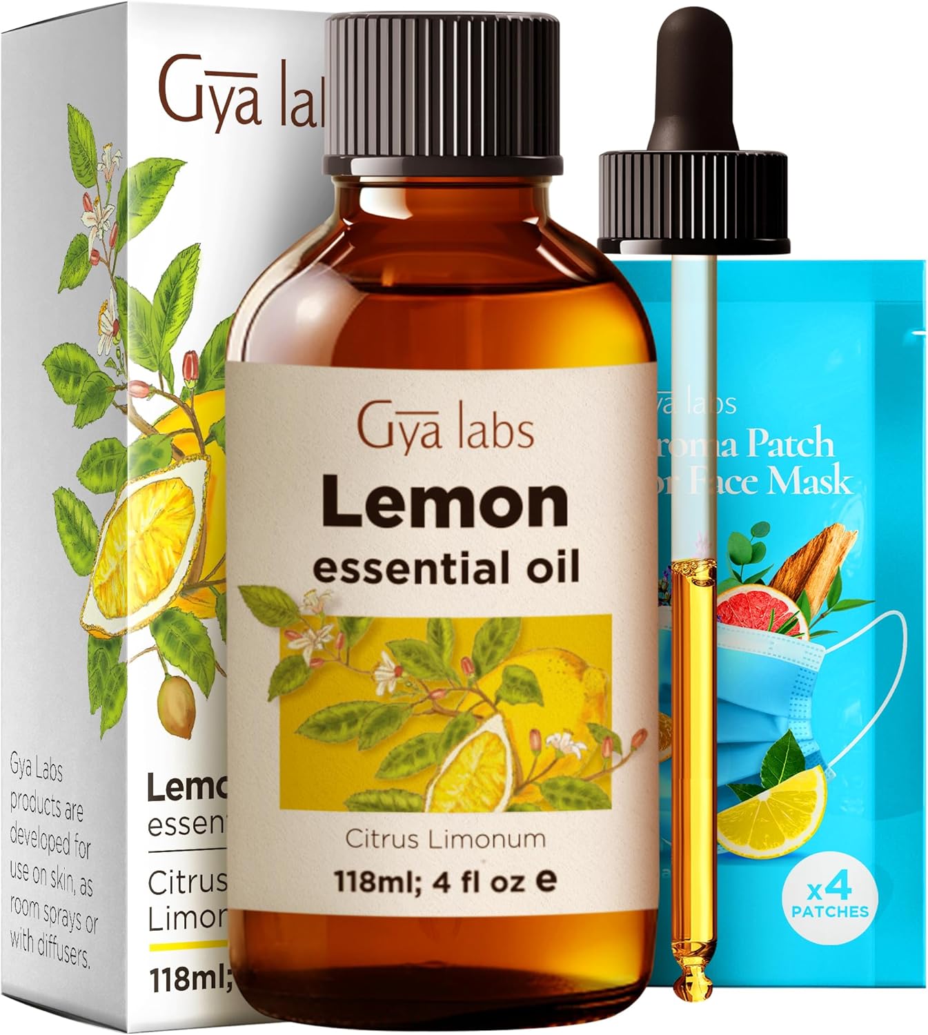 Lemongrass Essential Oil for Diffuser & Lemon Essential Oil for Diffuser Set - Aromatherapy Grade Essential Oils Set - 2x4 fl oz - Gya Labs