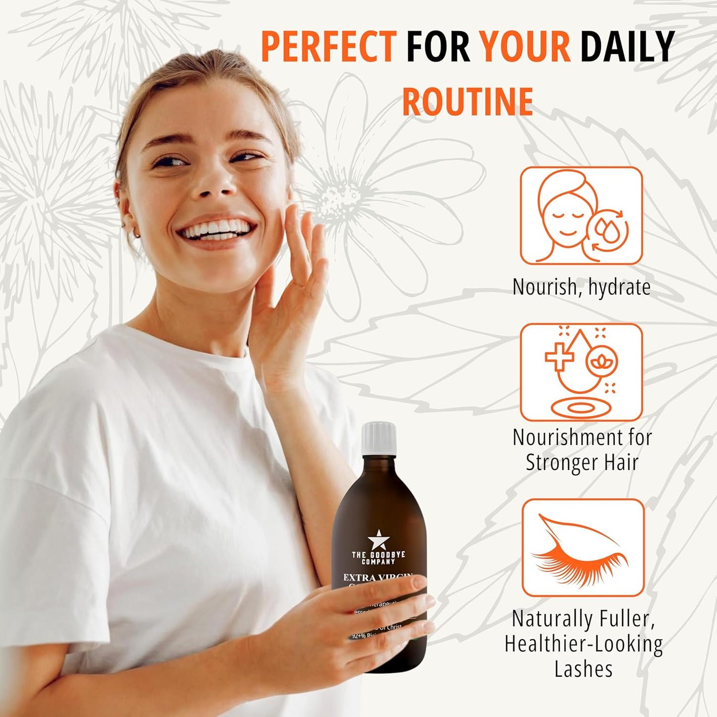The Goodbye Company Organic Castor Oil for Hair, Skin & Eyelashes – 100% Pure, Cold-Pressed, Hexane-Free, Unrefined – Nourishing Beauty & Wellness Oil in Dark Glass Bottle – 4.25oz