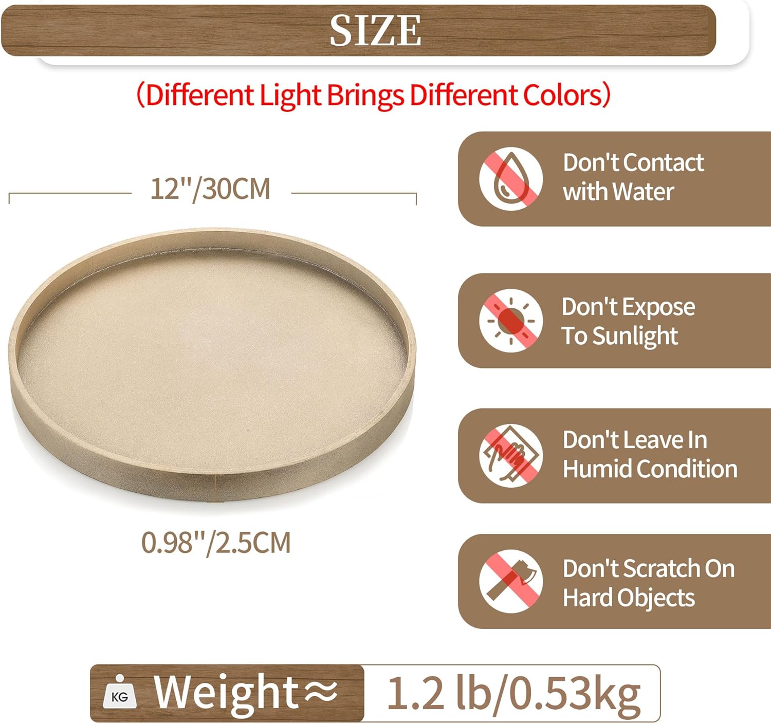 Hanobe Decorative Coffee Table Tray: Round Gold Tray for Home Decor - 12" Circle Ottoman Trays for Entryway Table Candle Holder Plate for Living Room Kitchen