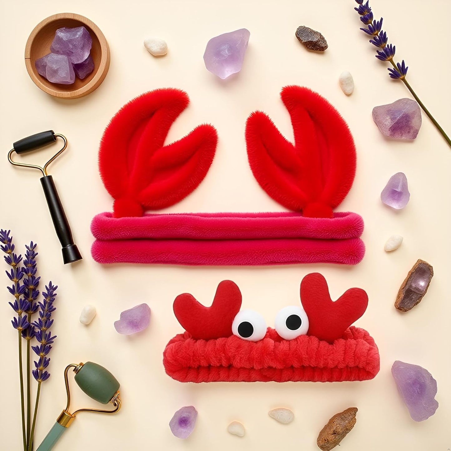 Red Crab Face Wash Headband Cute Soft Facial Makeup Hair Band Elastic Head Band Creative Hair Accessorie for Women Skincare Shower