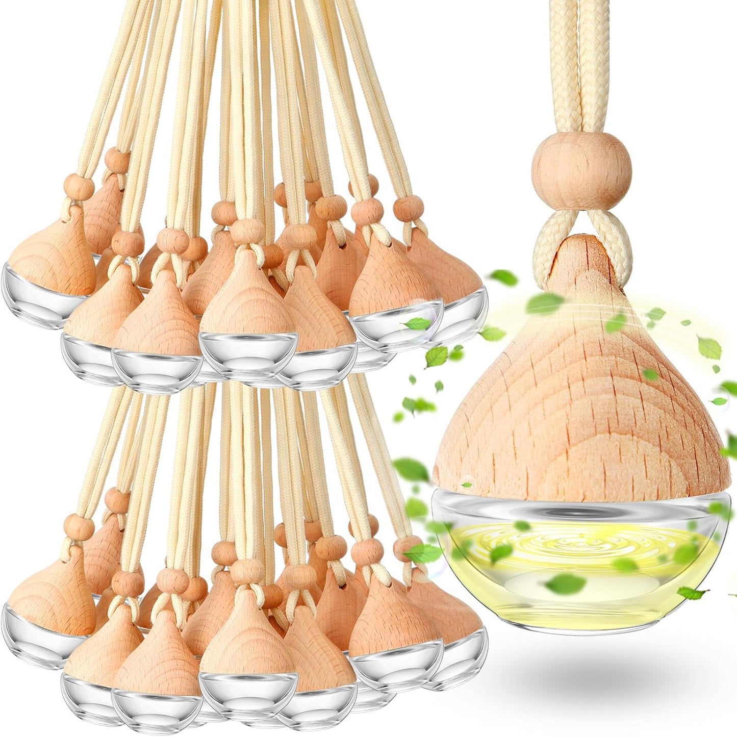 Rtteri 50 Pcs Car Air Fresheners Diffuser for Essential Oil Empty Hanging Bottle Glass Bottles Refillable Perfume Pendant Aromatherapy Fragrance Ornament Decor(Simple Style)
