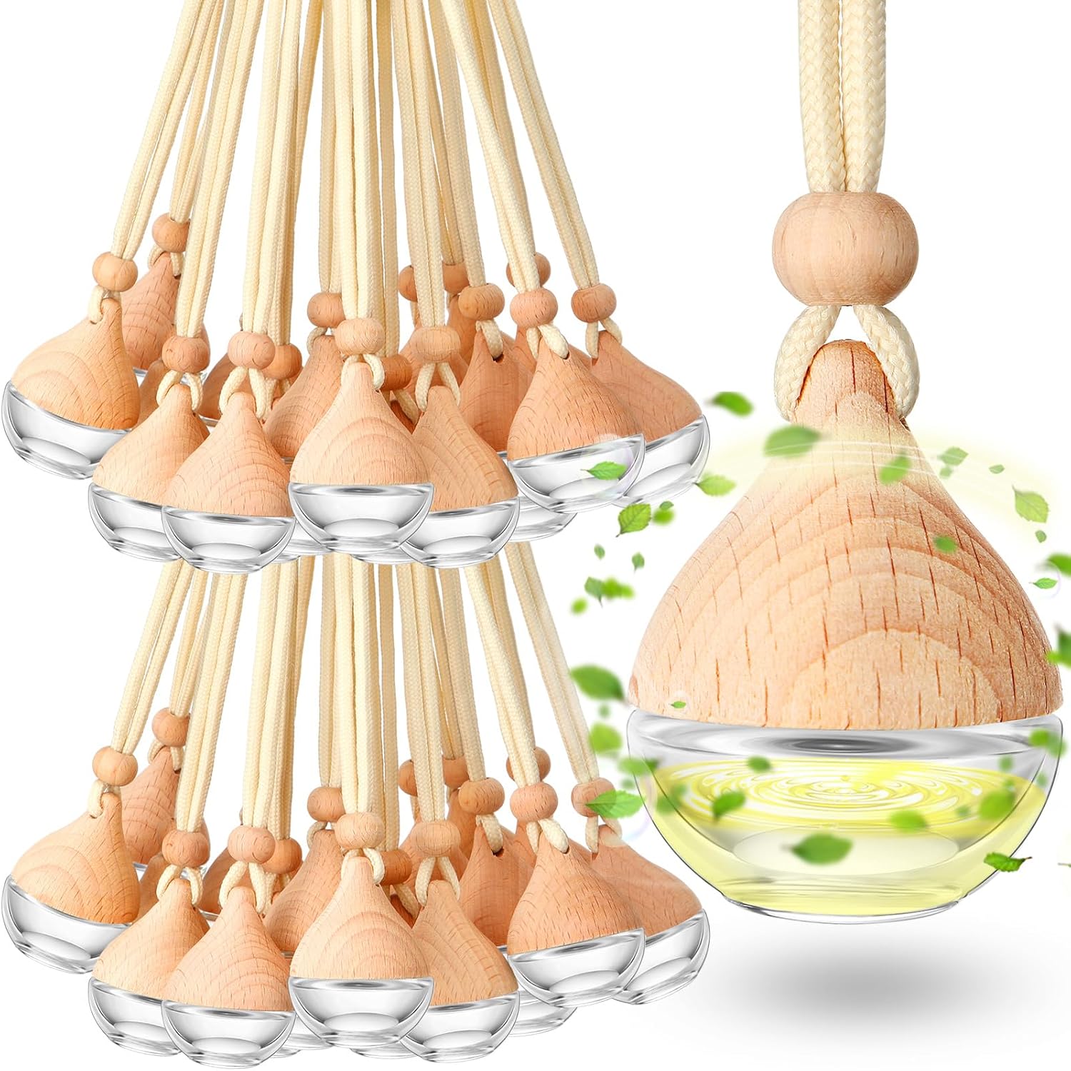 Rtteri 50 Pcs Car Air Fresheners Diffuser for Essential Oil Empty Hanging Bottle Glass Bottles Refillable Perfume Pendant Aromatherapy Fragrance Ornament Decor(Simple Style)