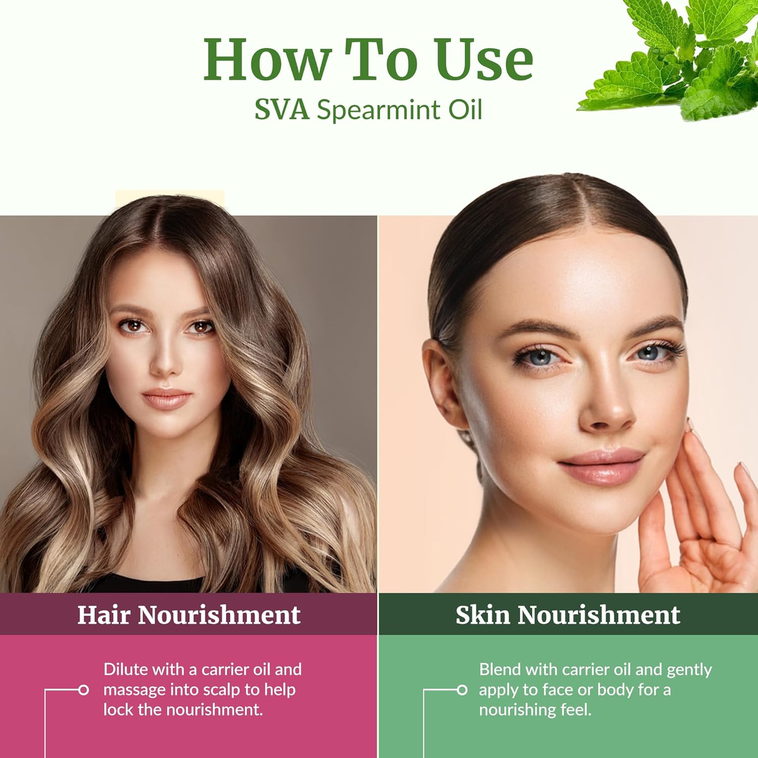 SVA Spearmint Essential Oil 4 Oz with Dropper 100% Pure Natural Undiluted Premium Therapeutic Grade Oil for Diffuser, Aromatherapy, Face, Body & Hair Care