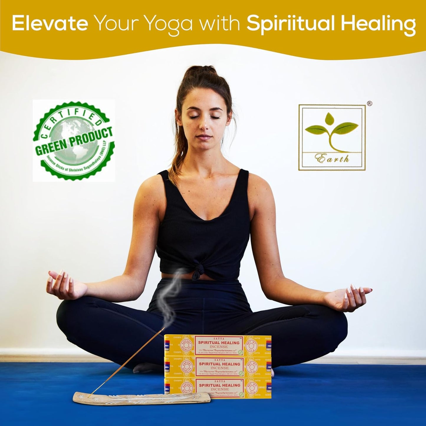 Satya Spiritual Healing Incense Sticks, Satya Bng (Bangalore) Insenses 15gmx3 Pack with Raajsee Incense Holder Bundle, Satya Nagchampa Natural Incense