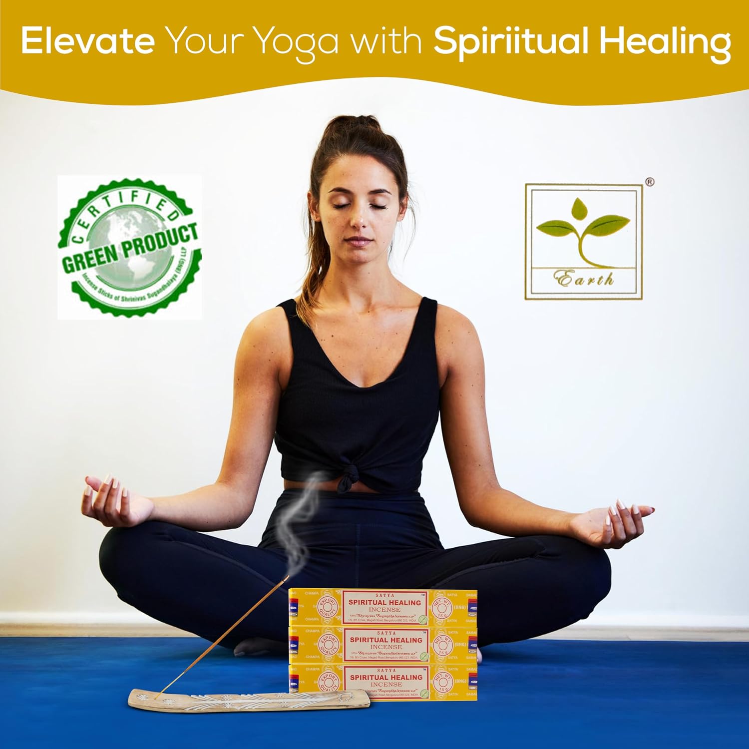 Satya Spiritual Healing Incense Sticks, Satya Bng (Bangalore) Insenses 15gmx3 Pack with Raajsee Incense Holder Bundle, Satya Nagchampa Natural Incense