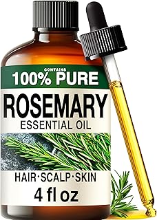 100% Pure Rosemary Oil - 4 Fl Oz Rosemary Essential Oil for Hair, Skin, Diffuser, Aromatherapy & DIY Soap Making Scent