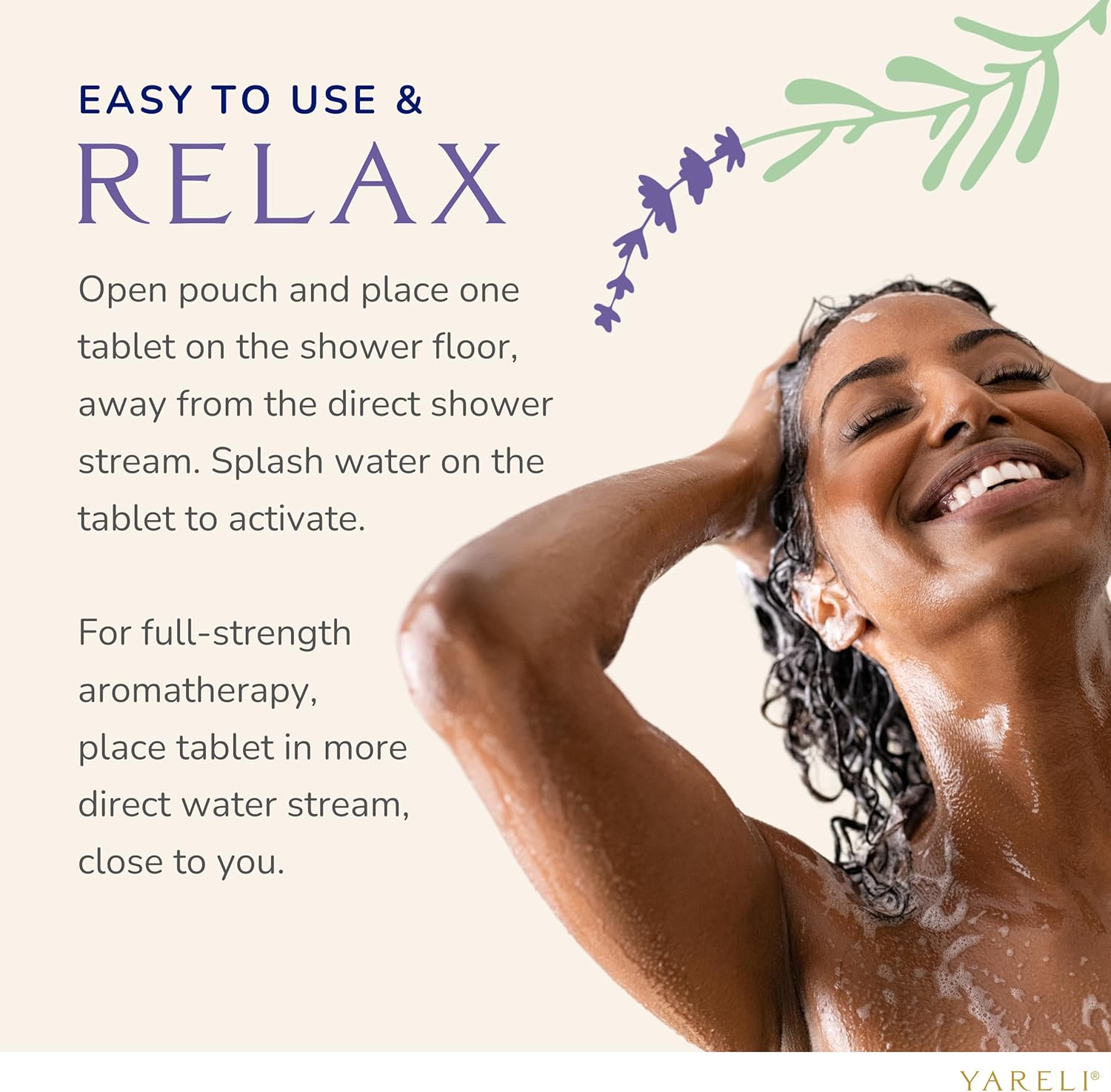 Yareli Lavender Shower Steamers Aromatherapy – Calming Essential Oils, Slow-Dissolve Tablets for Relaxing Shower Self-Care Routine – Dye-Free, Made in USA – 12 Pack