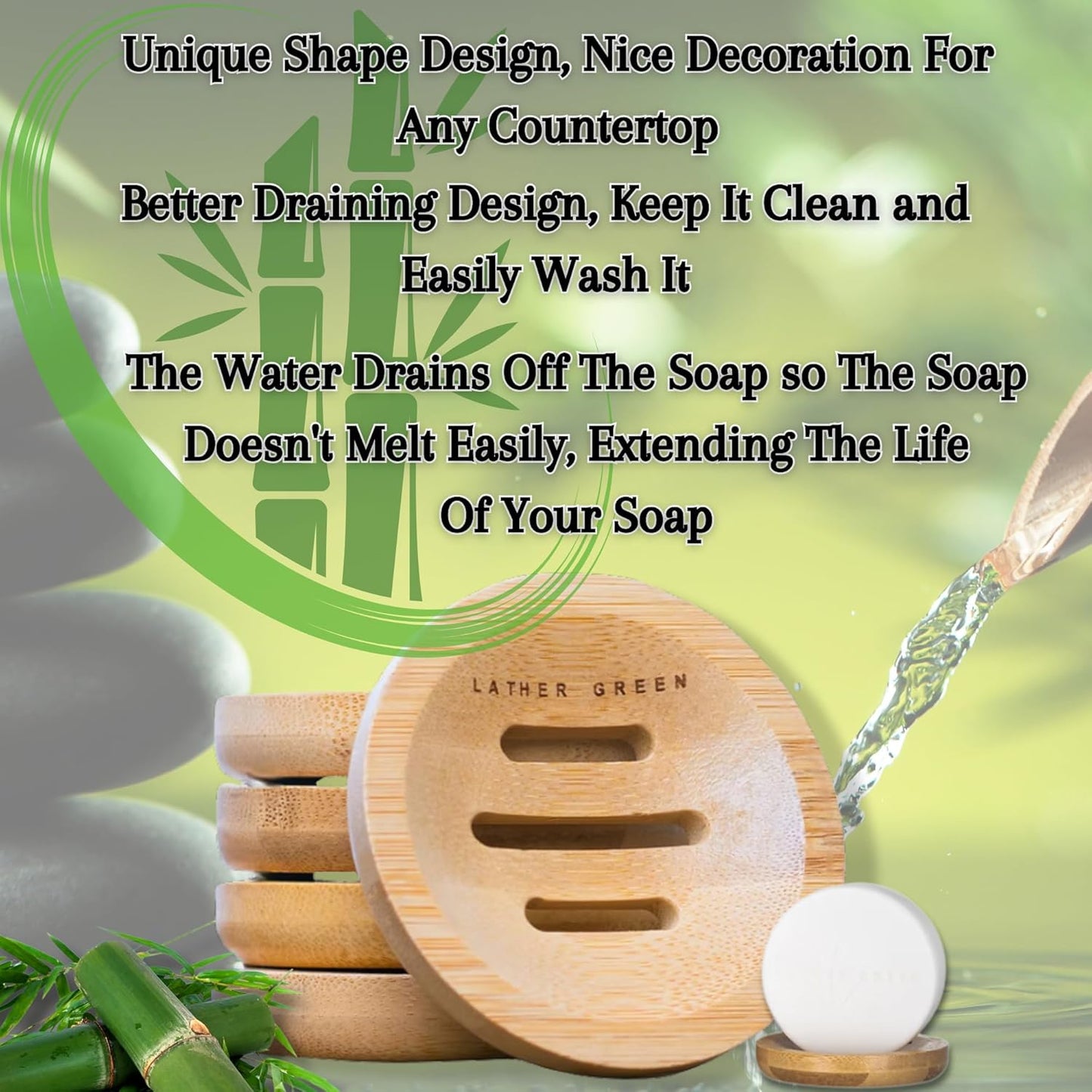 Bamboo Soap Dish & Shower Steamer Holder, Soap Tray and Shower Steamer Tray Eco-Friendly with Drainage, Durable Design