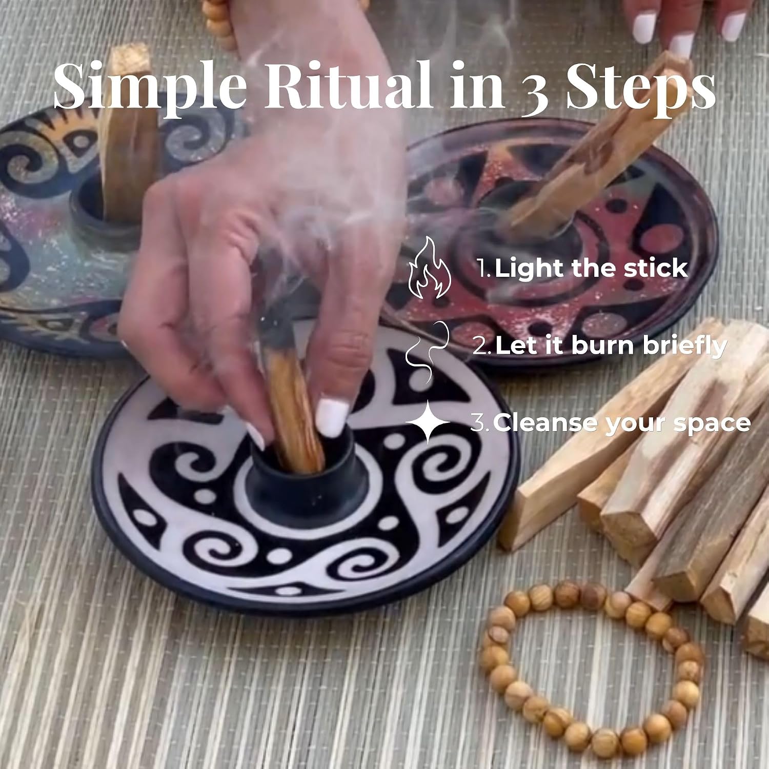 Energy Box: Palo Santo Incense Gift Set with 5 Palo Santo Sticks & Ceramic Holder, Spiritual Cleansing Kit for Energy Healing, Meditation & Relaxation, Handmade in Peru