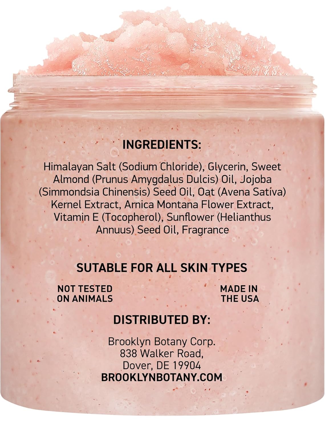 Brooklyn Botany Himalayan Salt Body Scrub - Moisturizing and Exfoliating Body, Face, Hand, Foot Scrub - Fights Stretch Marks, Fine Lines, Wrinkles - Great Gifts for Women & Men - 10 oz