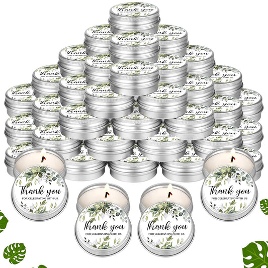 MTLEE 50 Pcs Greenery Wedding Candles Gift Favors for Guests 1 Oz Lavender Scented Soy Wax Aromatherapy Candle Favors for