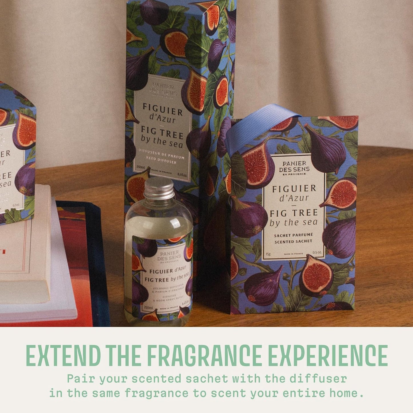 Panier des Sens Mediterranean Fig Scented Sachets, 2-Pack, 1 oz | Made In France Scented Sachets | For Drawers, Closets, Linens & Wardrobes | Long-Lasting Fragrance For Small Spaces