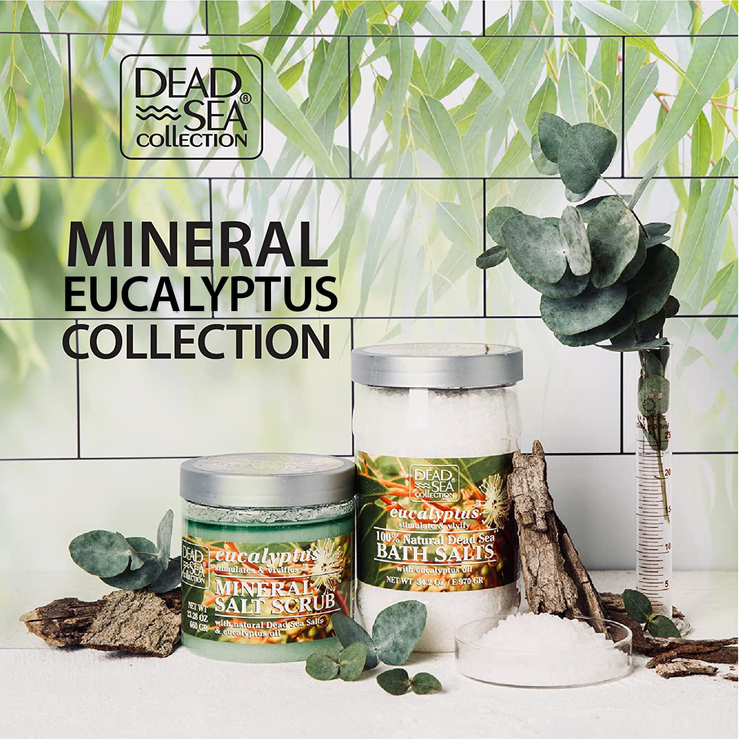 Dead Sea Collection Bath Salts with Eucalyptus – Pure Dead Sea Salt and Eucalyptus Oil - Nourishing Soothing and Relaxing Skin and Muscle – 34.2 Oz