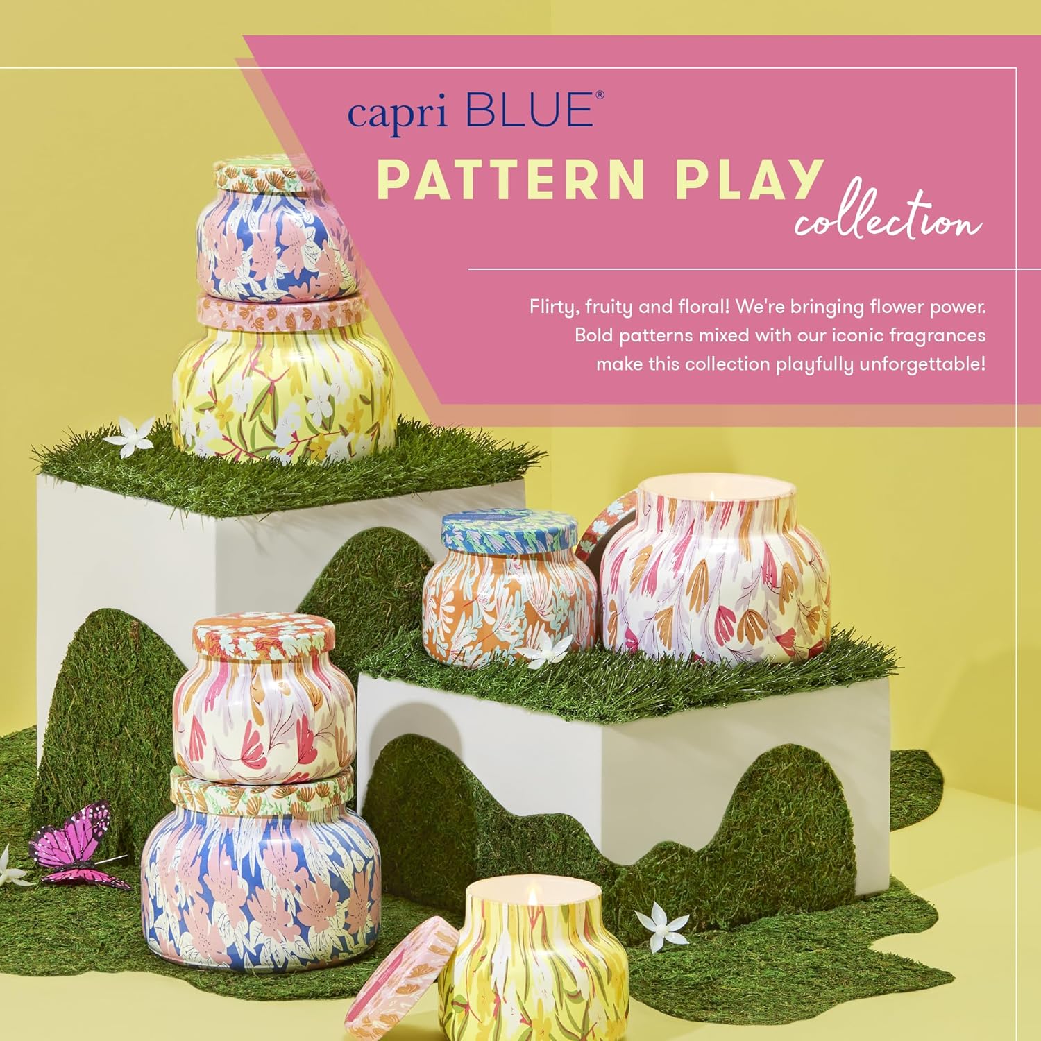 Capri Blue Scented Candles - Pattern Play Glass Jar Candles - Long Lasting Soy Wax Blend - Luxury Home Decor - Notes of Orchid, Jasmine, Gardenia & Floral Musk - Gifts for Women (Aloha Orchid, 8 oz)