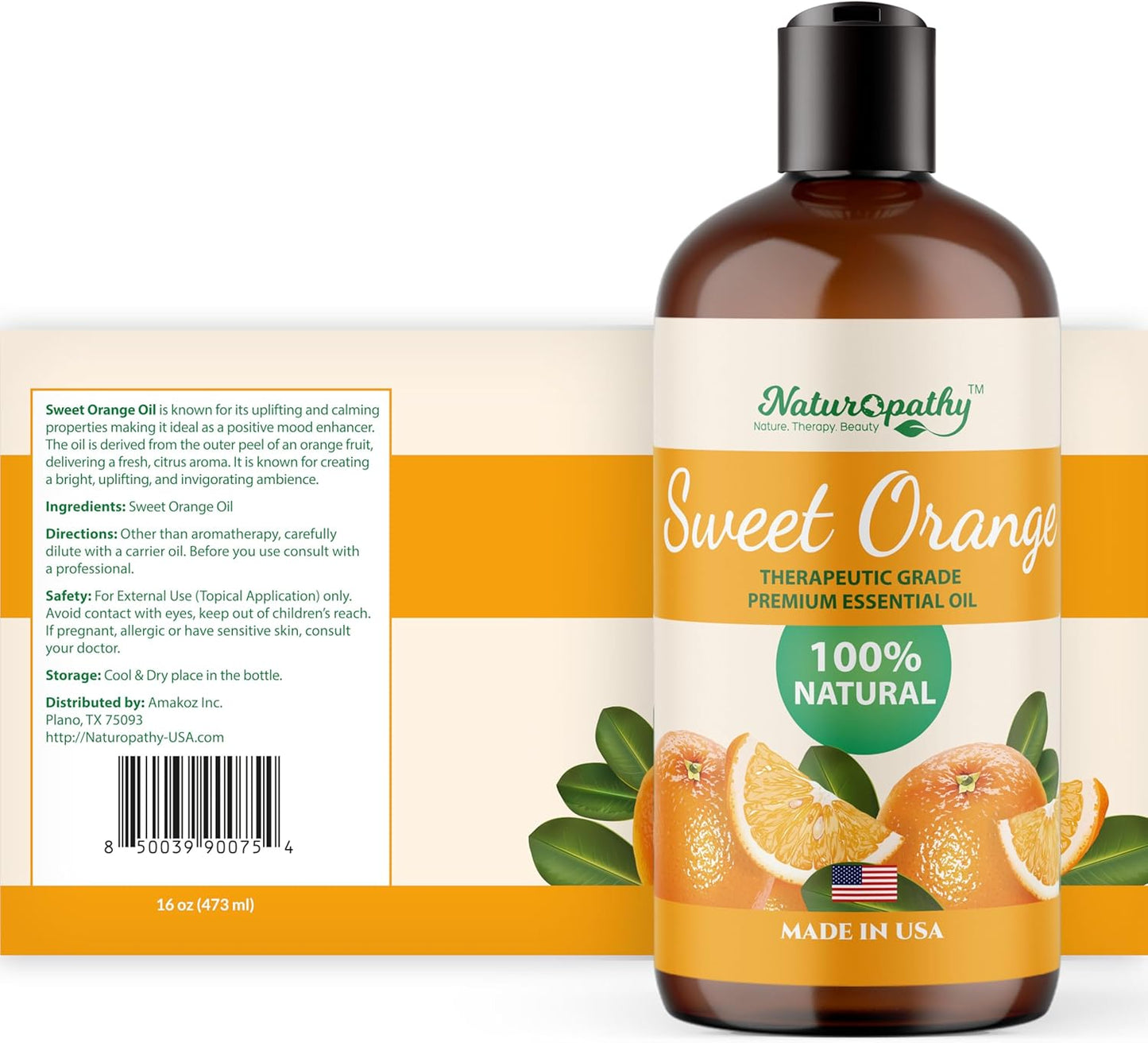 Naturopathy Sweet Orange Essential Oil Therapeutic Grade Premium Quality Oil - Huge 16 fl. Oz - Perfect for Aromatherapy and Relaxation