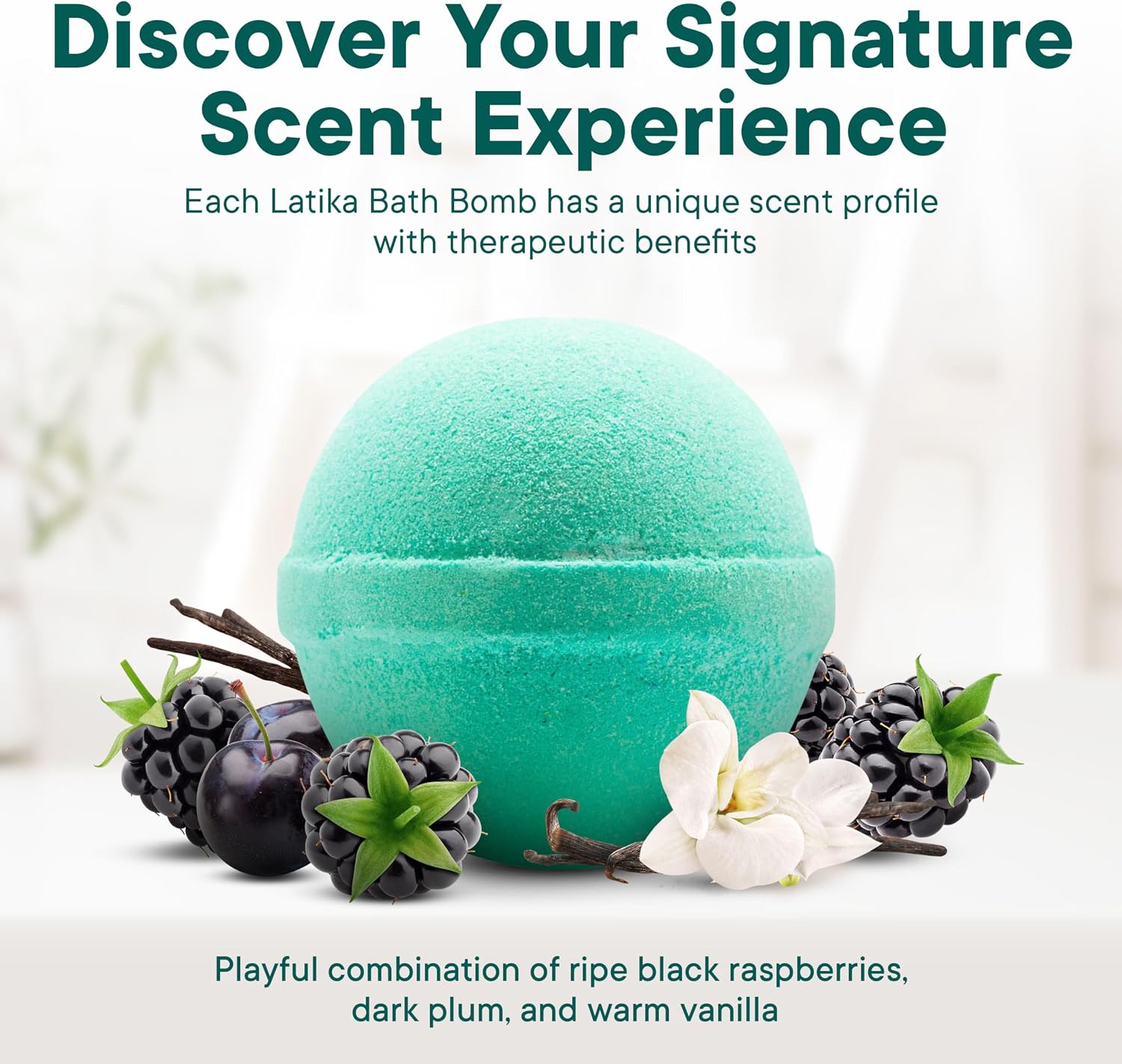 Latika Classic Bath Bomb Mermaid - Black Raspberries Mixed, Dark Plum, and Warm Vanilla for Skin Nourishment