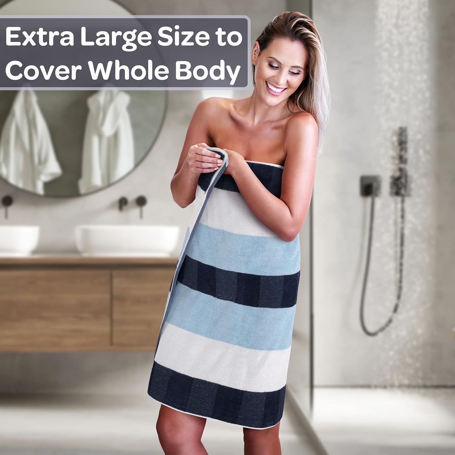 Lavish Home 6 Piece Bathroom Towels Set - 525 GSM 100% Cotton Bathroom Accessories - 2 Bath Sheets, 2 Hand Cloths , and 2 Wash Cloths - Soft Towel Set for Shower, Gym, Dorm, and Spa (Navy)