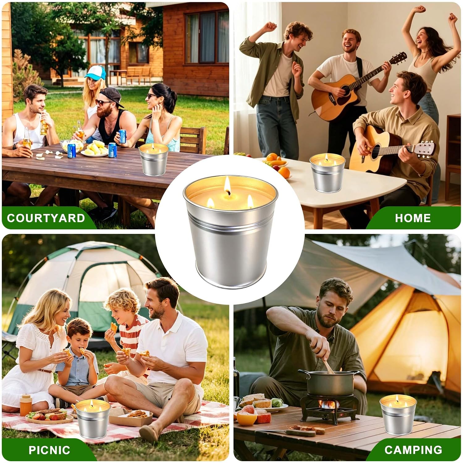 Natural Soy Citronella Candles Outdoor, 19.4oz 110H Clean Burning Citronella Candles, 3 Wicks Large Non Toxic Summer Scented Candle Gifts for Yard, Patio, Balcony, Garden, Camping, BBQ
