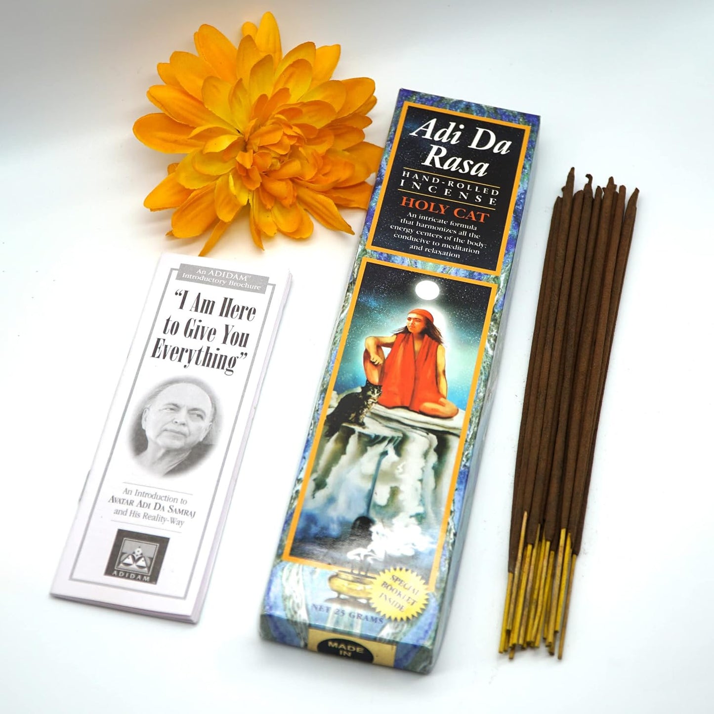 Adi Da Rasa Holy Cat Incense, 25gms Natural Hand Rolled. Quality Incense Sticks for Purification, Relaxation, Positivity, Yoga, Meditation, Natural and Handmade in India