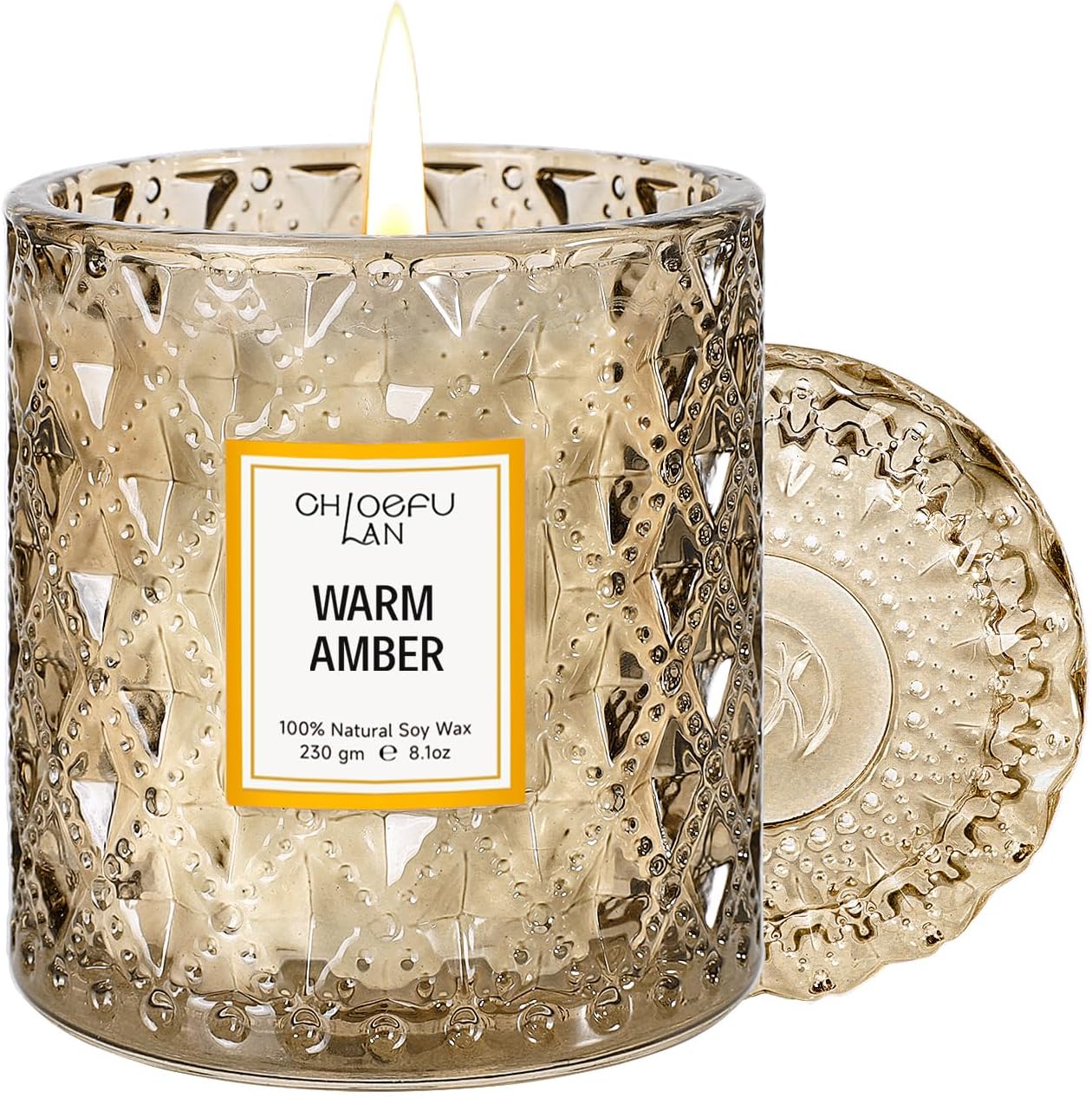 Amber Candles, Luxury Candle for Home Scented, Long Burning Time, Holiday Gifts, All Natural Soy Wax Decorative Candles, Scented Candle Gifts for Men&Women, 8.1oz
