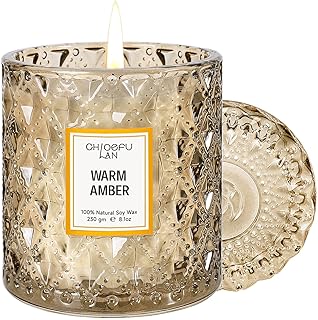 Amber Candles, Luxury Candle for Home Scented, Long Burning Time, Holiday Gifts, All Natural Soy Wax Decorative Candles, Scented Candle Gifts for Men&Women, 8.1oz