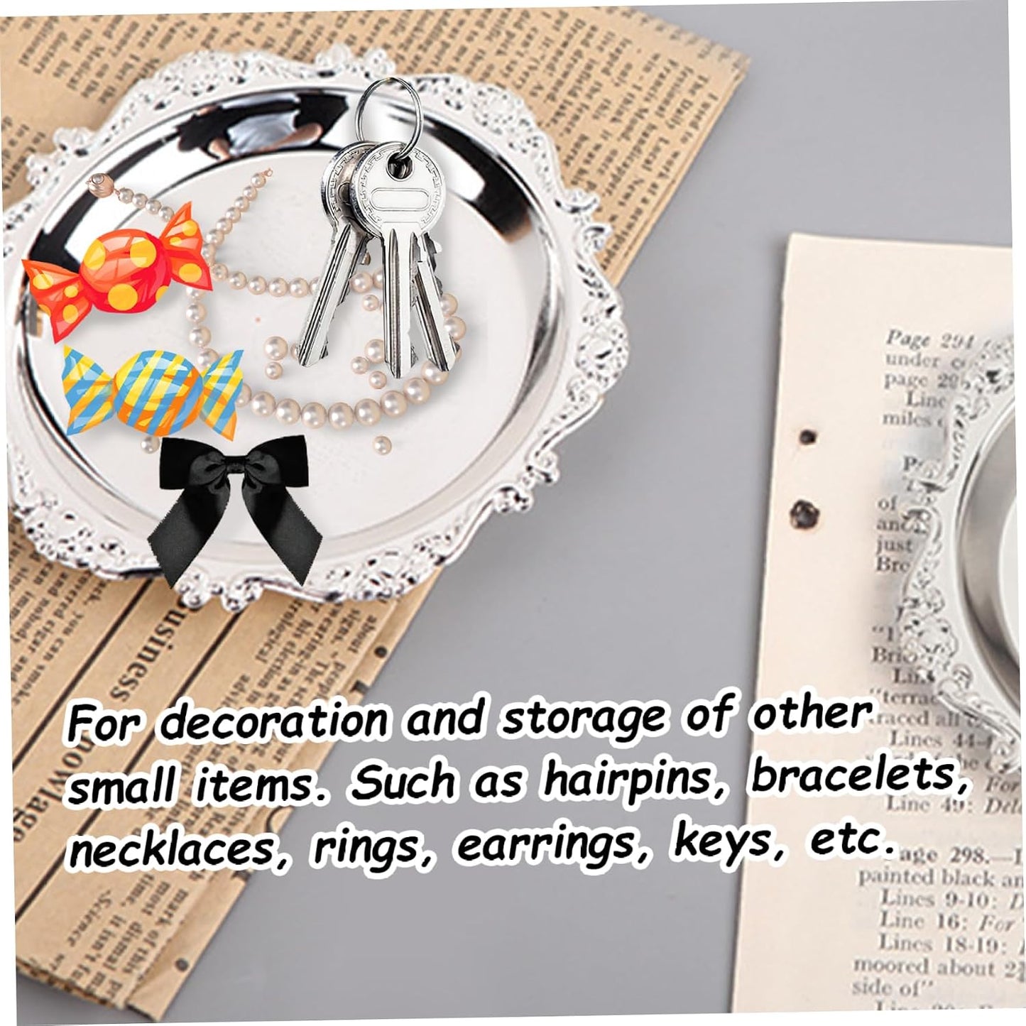 Candle Plate Candle Tray 2PCS 3.9 Inch in Dia Metal Candle Plate with Engraving Decorative Border Round Coffee Table Tray Silver Candle Holder for Christmas Wedding Party Table Decor