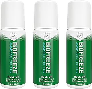 Biofreeze Roll On Pain Relief for Knee, Neck, Hip, Joint, Shoulder, & Simple Backache, Arthritis Pain Reliever, Sore Muscle Relief, Roll On Menthol Gel 3 Fl Oz (Pack of 3)