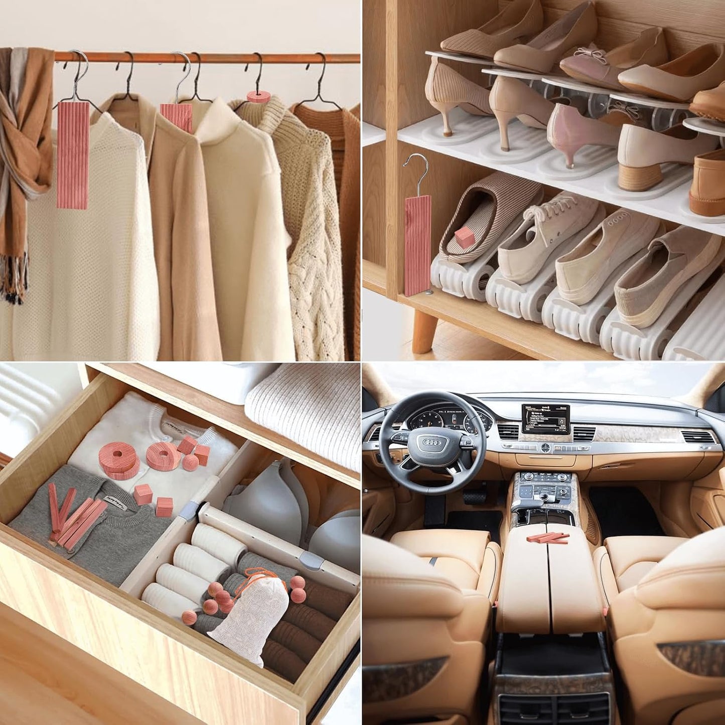 Homode Cedar Blocks for Clothes Storage, Set of 40, Cedar Chips for Closets and Drawers, Aromatic Cedar Wood Balls and Cedar Sachets, Cedar Closet Freshener