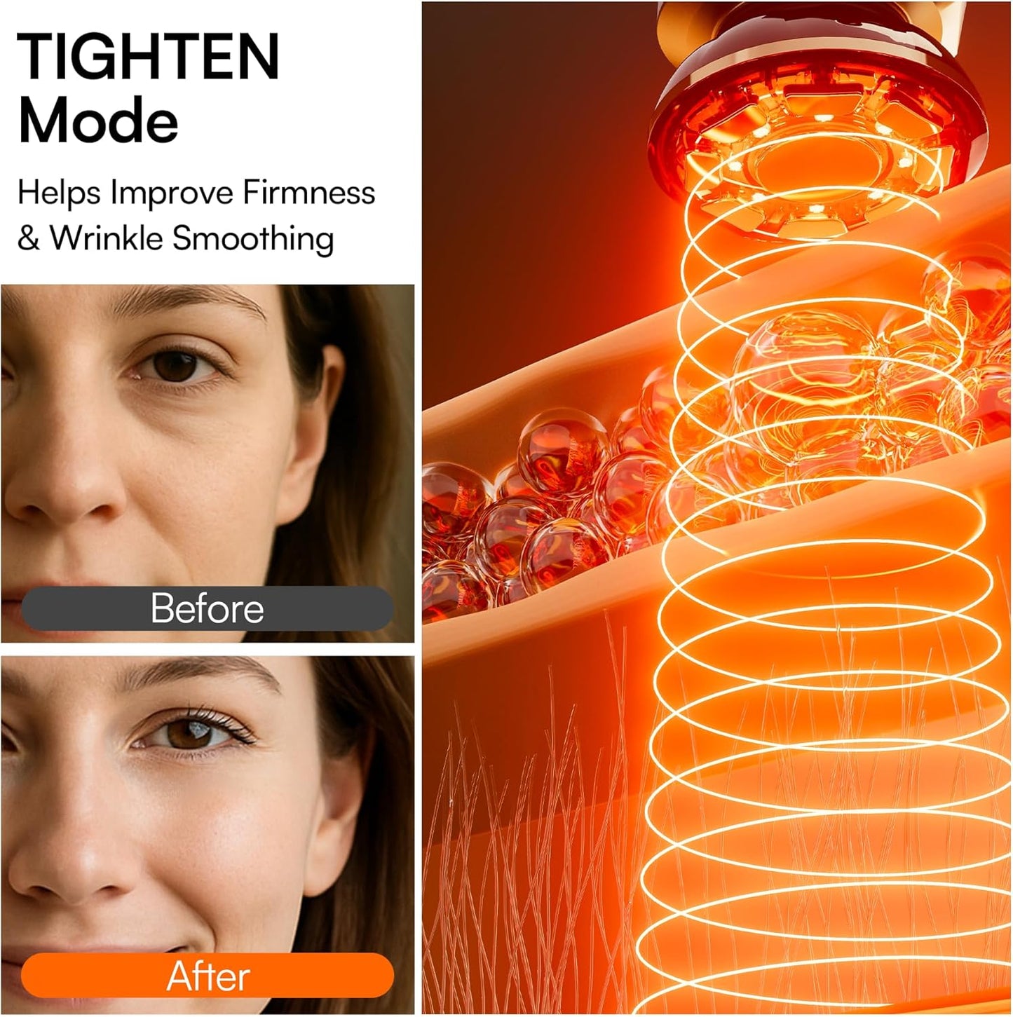 INIA 3-in-1 Red Light Therapy for Face and Neck Beauty Device for Puffiness & Skin Firming Skincare Tool (Black)