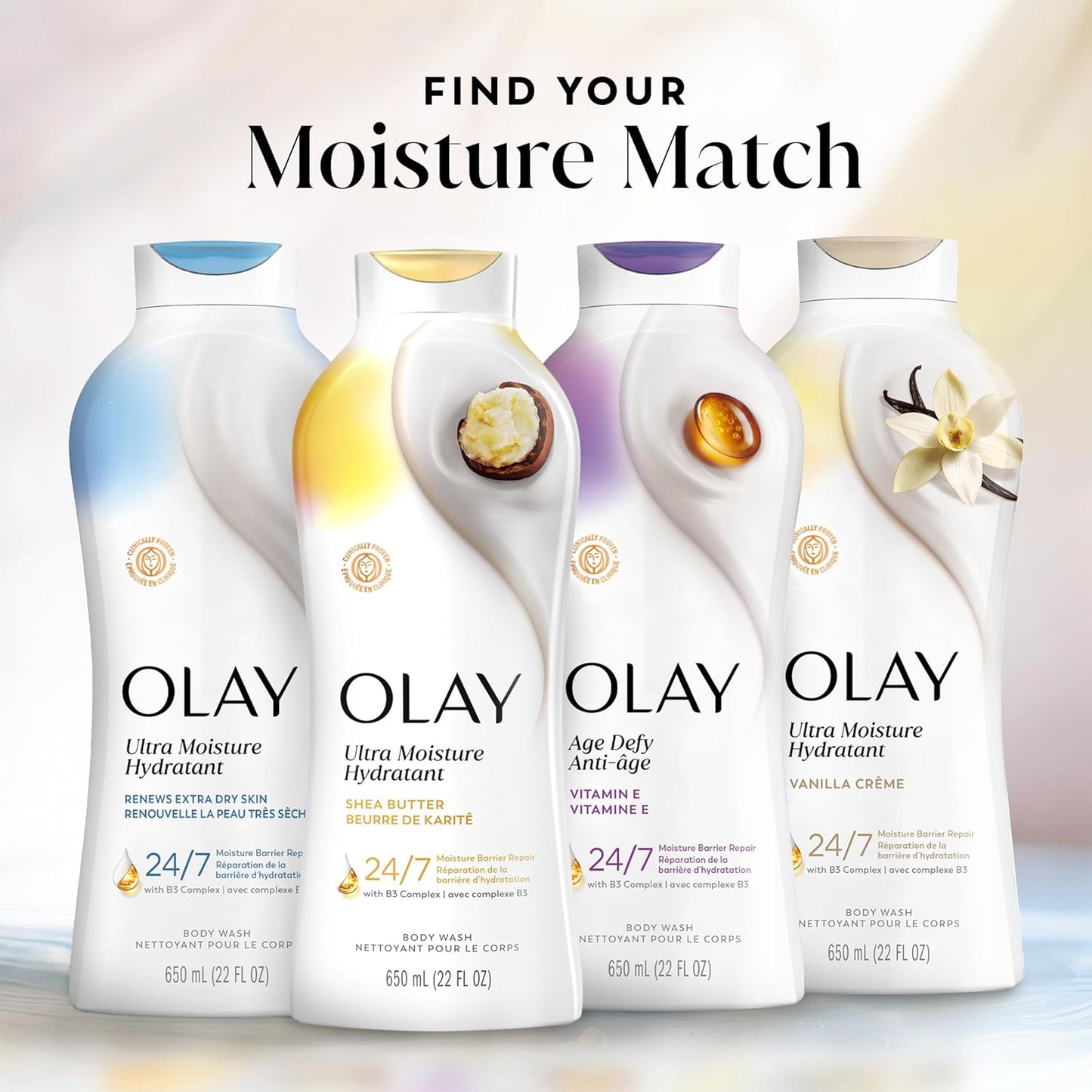 Olay Body Wash for Women, Ultra Moisture, 24hr Moisturizing, Hydrating & Refreshing, B3 Vitamin Complex, Free of Parabens & Phthalates, For All Skin Types, Shea Butter Scent, 22 fl oz