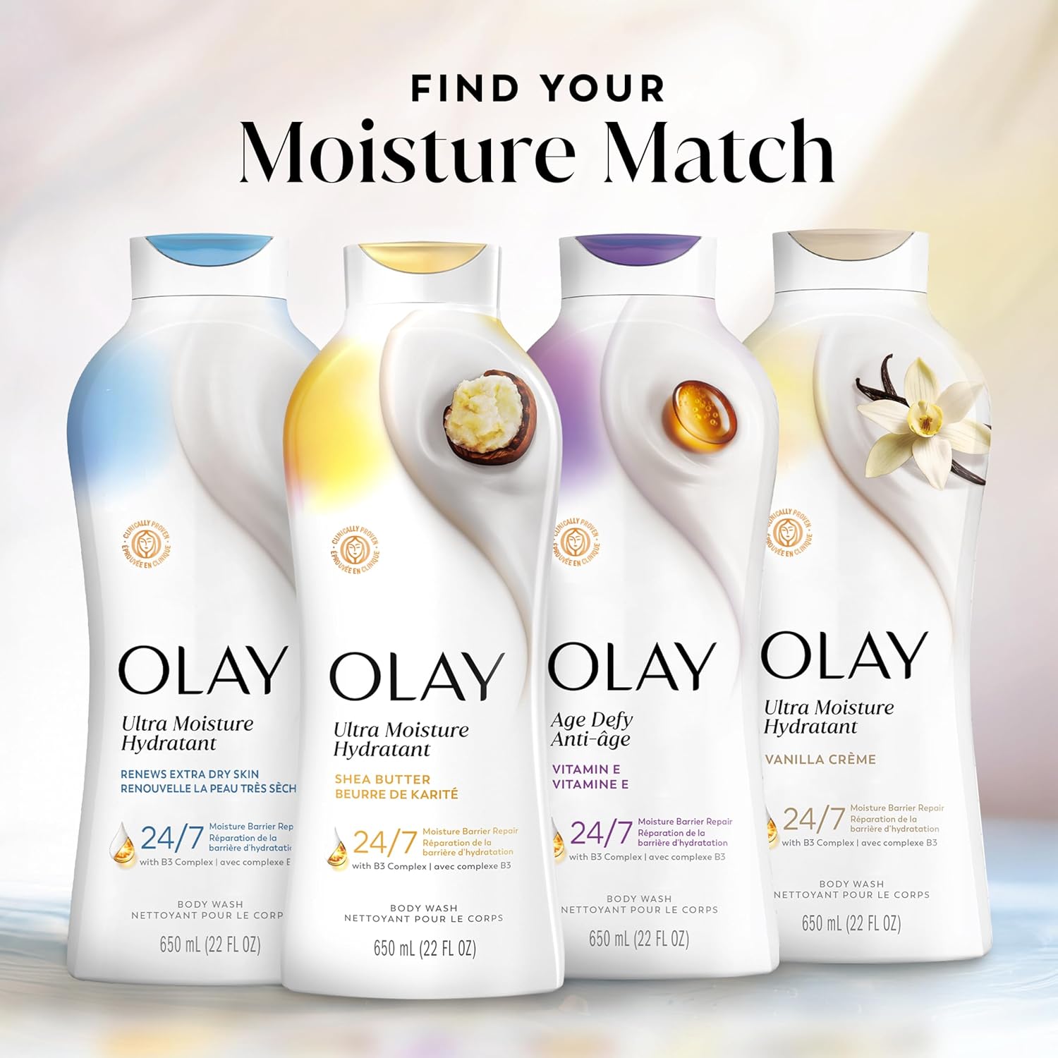 Olay Body Wash for Women, Ultra Moisture, 24hr Moisturizing, Hydrating & Refreshing, B3 Vitamin Complex, Free of Parabens & Phthalates, For All Skin Types, Shea Butter Scent, 22 fl oz