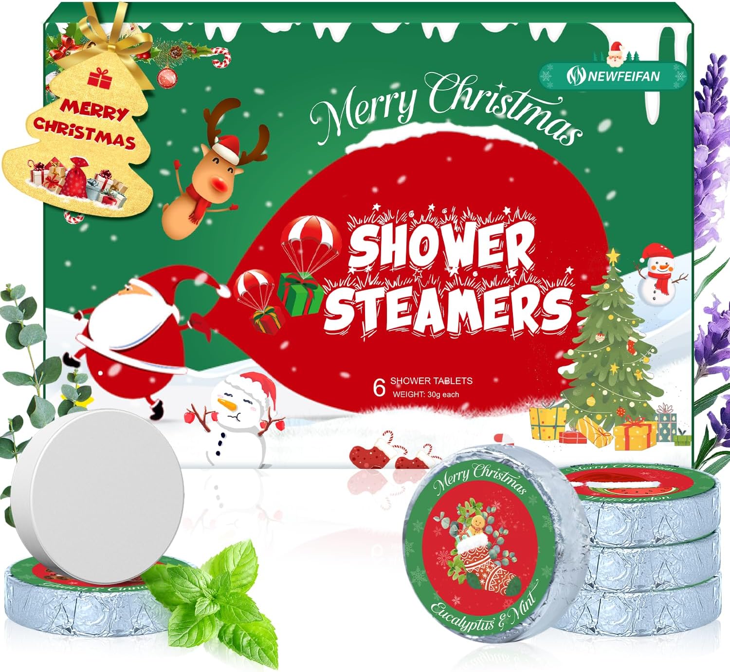Shower Steamers Aromatherapy, 6-Pack Shower Bombs | Christmas Stocking Stuffers for Adults Women Men Teens White Elephant Birthday Gifts, Organic Essential Oil Home Spa Relaxing