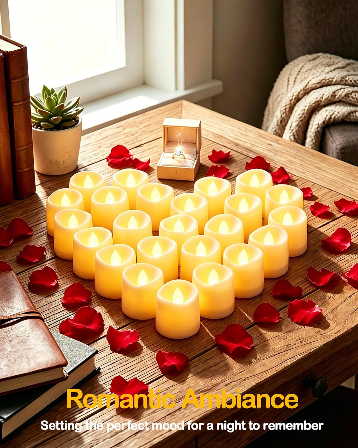 Gmnee 24Pcs Tea Lights Battery Operated, 200+Hours Small LED Candles | Flameless Tealights Candles for Christmas, Wedding, Party, and Halloween Decoration (Battery Included)