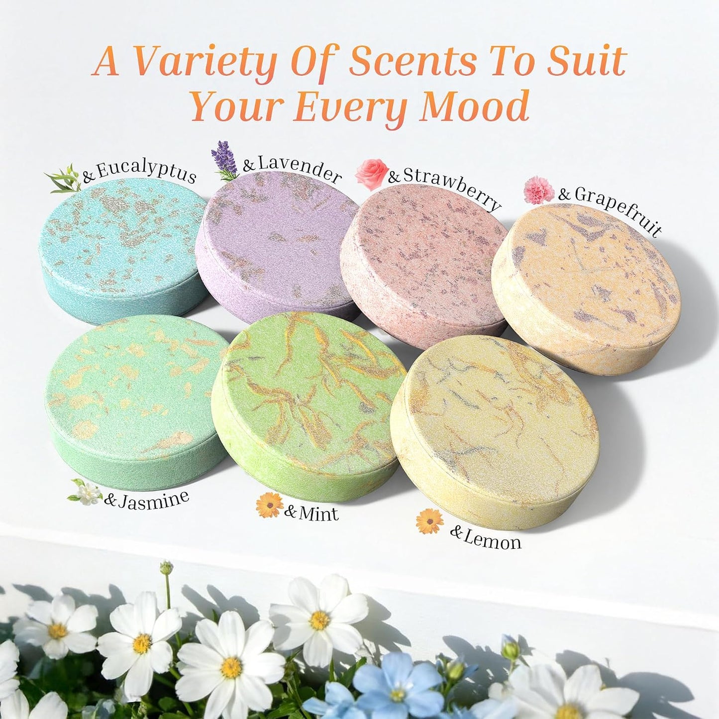 Shower Steamers Aromatherapy 8 Pack, Pastel Garden Style | Natural Essential Oil Shower Bombs, Self Care & Stress Relief, Birthday Gifts for Women and Men, Home Spa & Relaxation